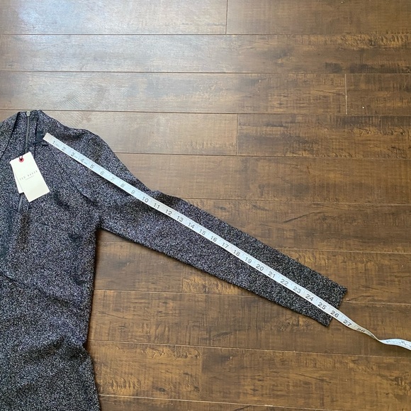 Ted Baker black silver Metallic Tabytha stretch Knit Cross Over Slit dress - Picture 11 of 16